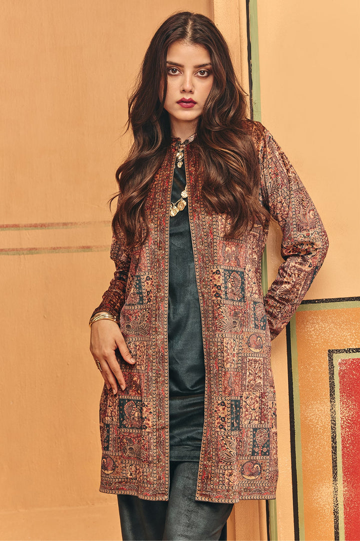 Winter Multi Printed Velvet Co-Ord Set