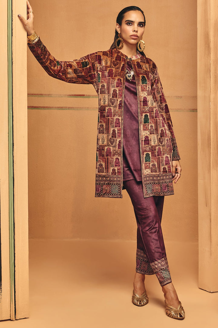 Winter Multi Printed Velvet Co-Ord Set