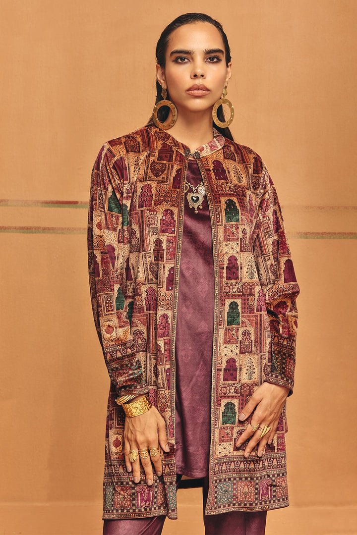 Winter Multi Printed Velvet Co-Ord Set