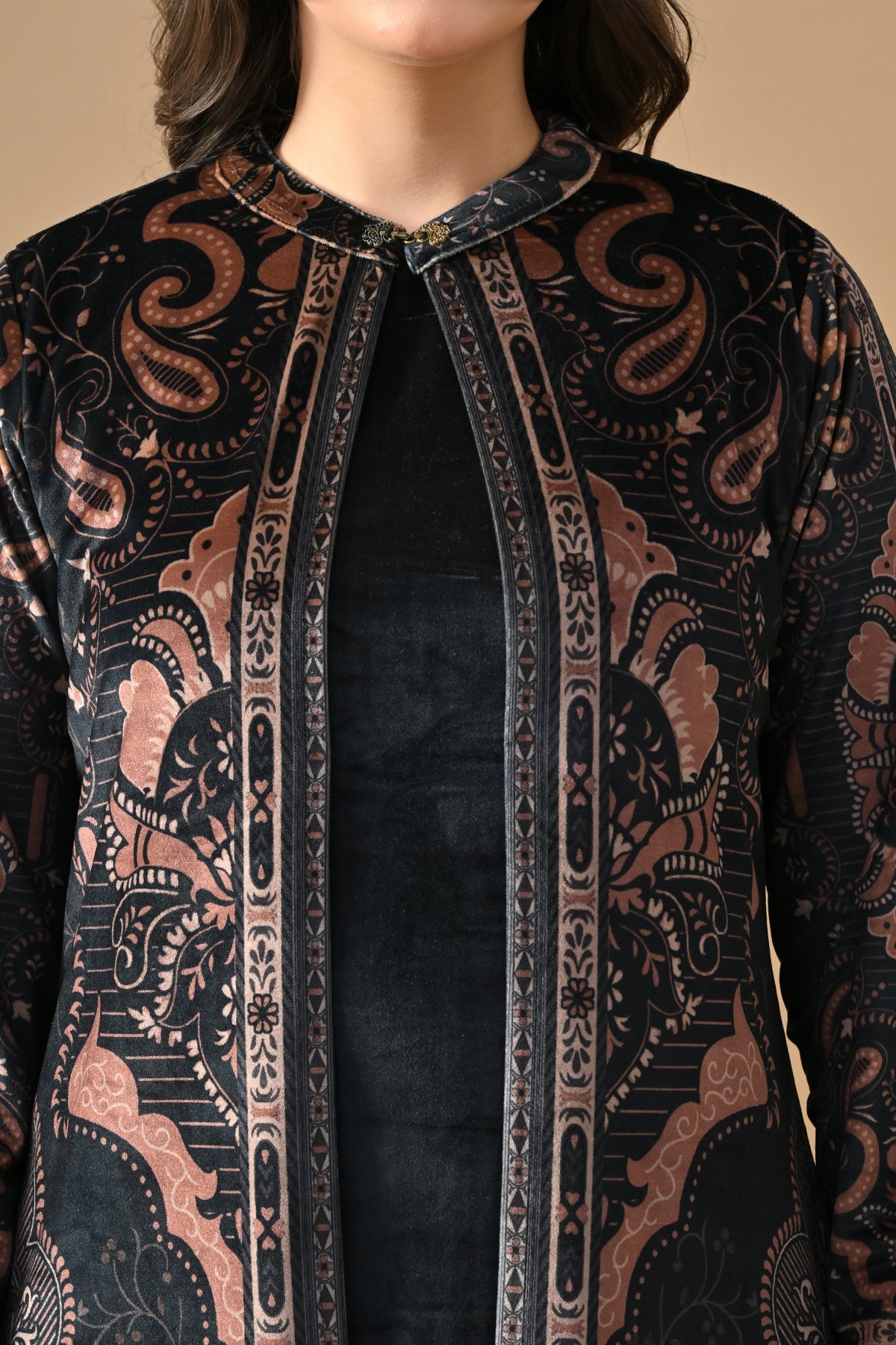 Winter Grey Printed Velvet Co-Ord Set