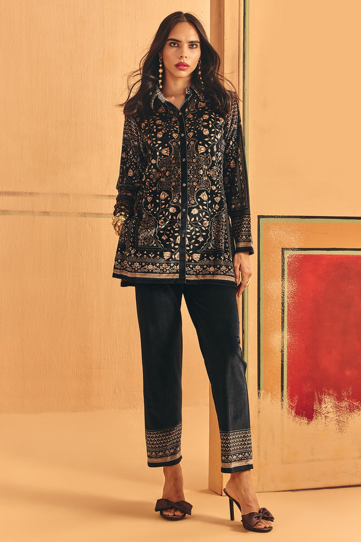 Winter Grey Printed Velvet Co-Ord Set