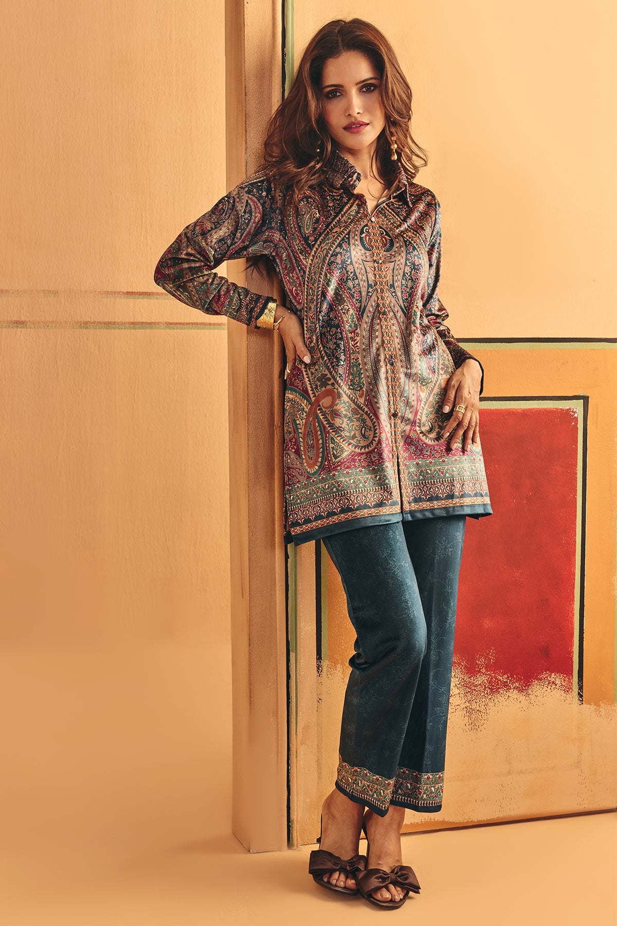 Winter Multi Printed Velvet Co-Ord Set