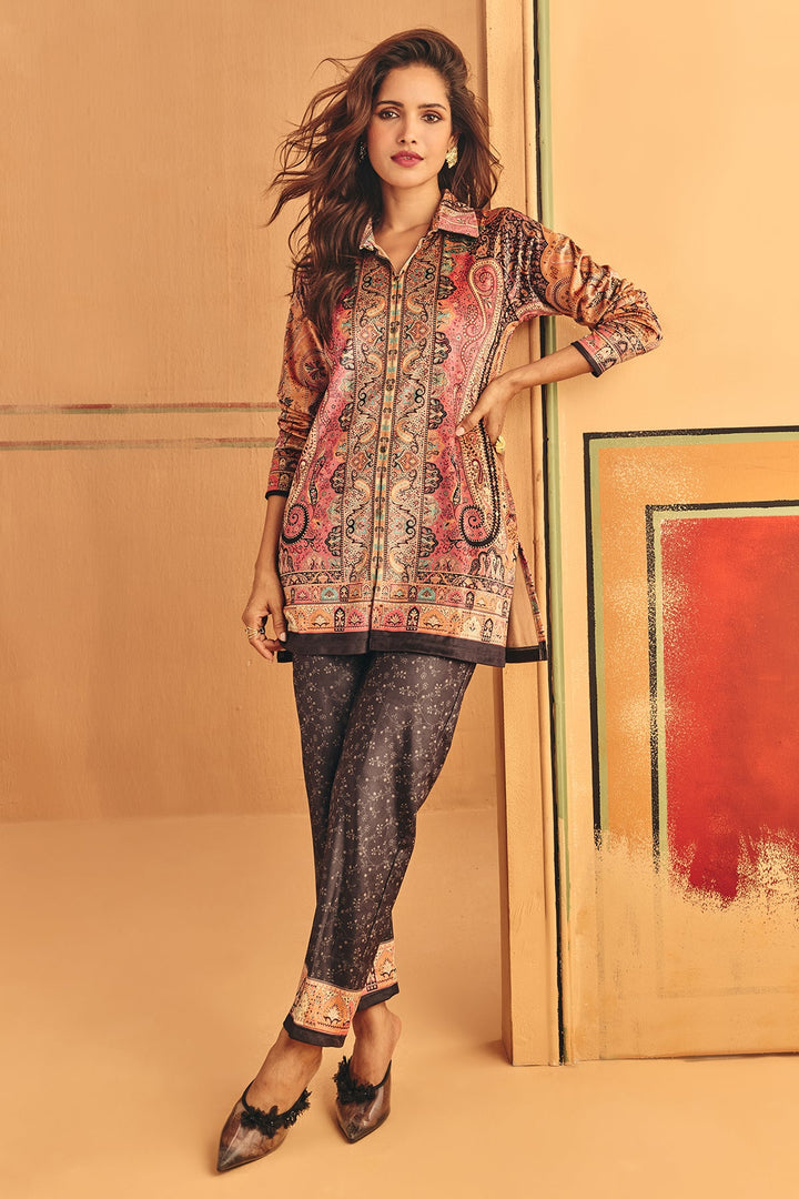 Winter Multi Printed Velvet Co-Ord Set