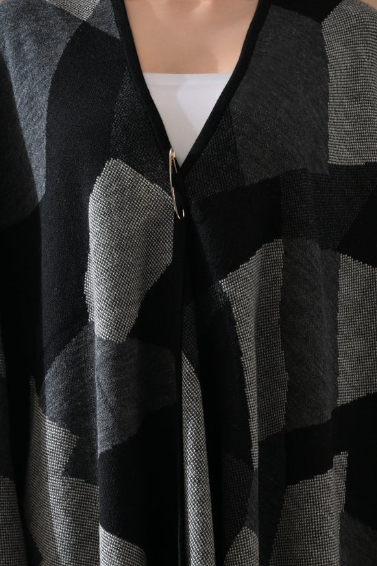 Winter Black Woven Poncho