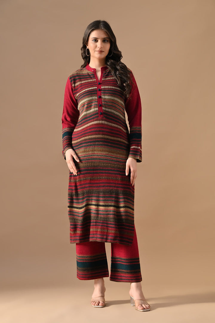 Winter Multi Self Design Woven Kurta Set