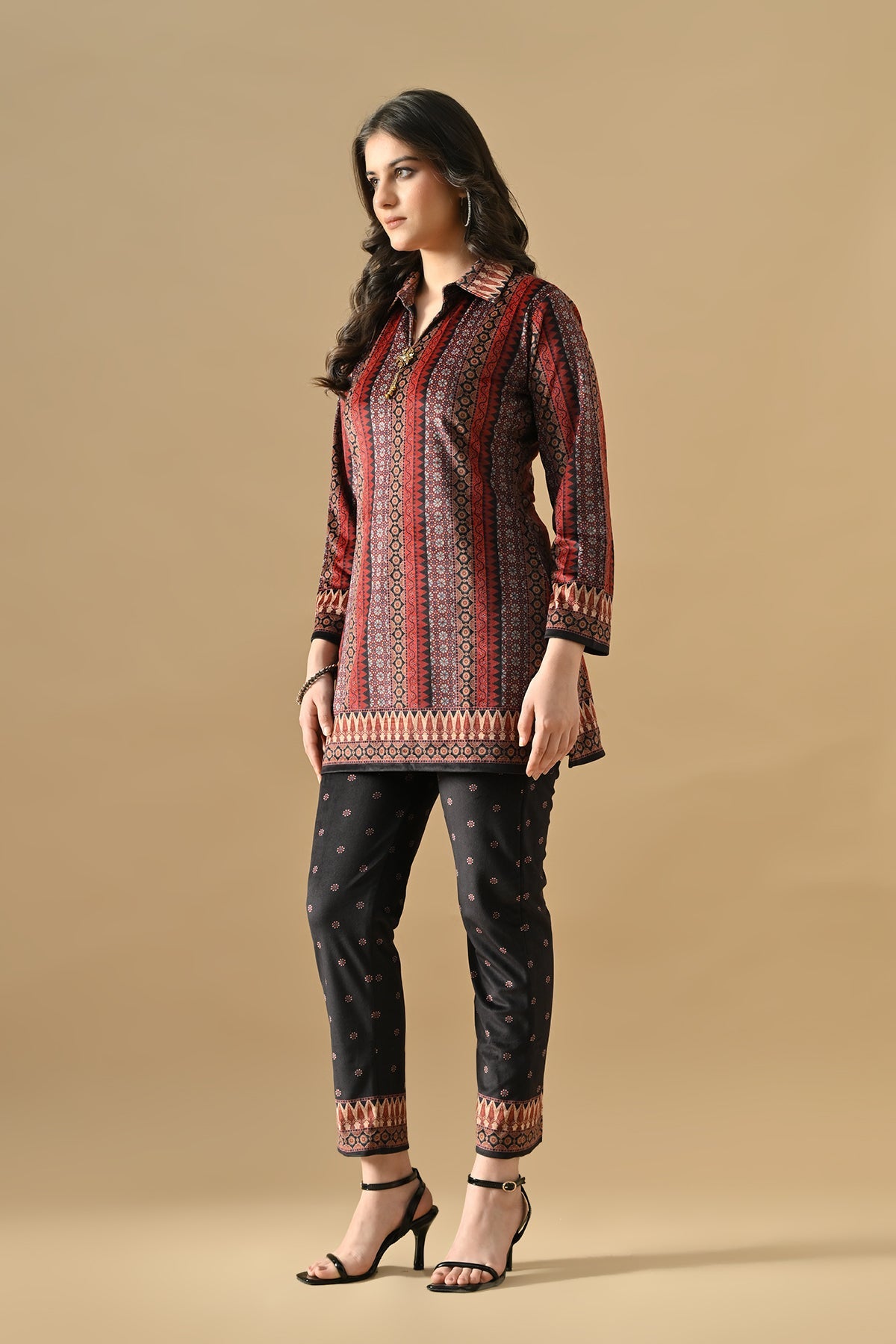 Winter Multi Printed Velvet Co-Ord 2 Pcs Set
