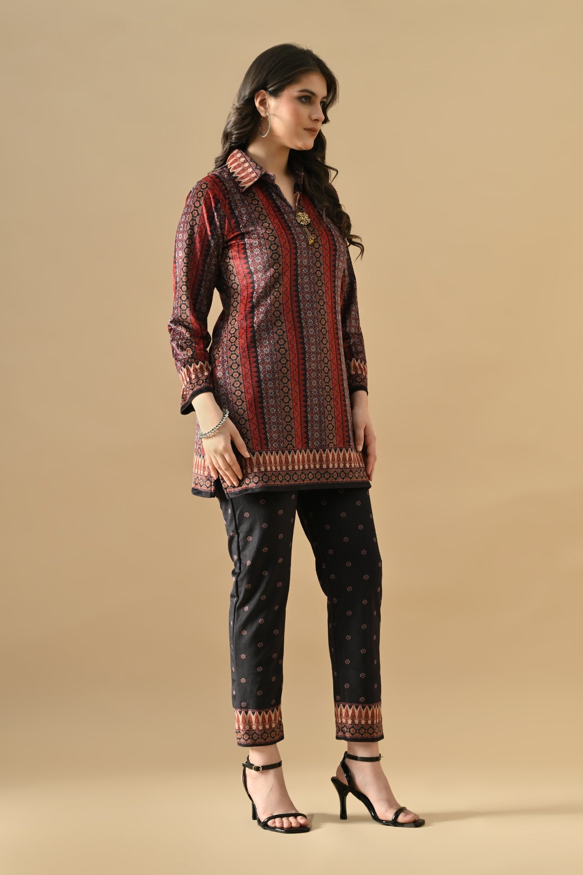 Winter Multi Printed Velvet Co-Ord 2 Pcs Set