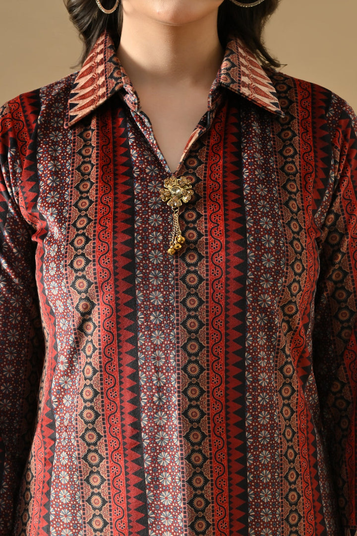 Winter Multi Printed Velvet Co-Ord Set