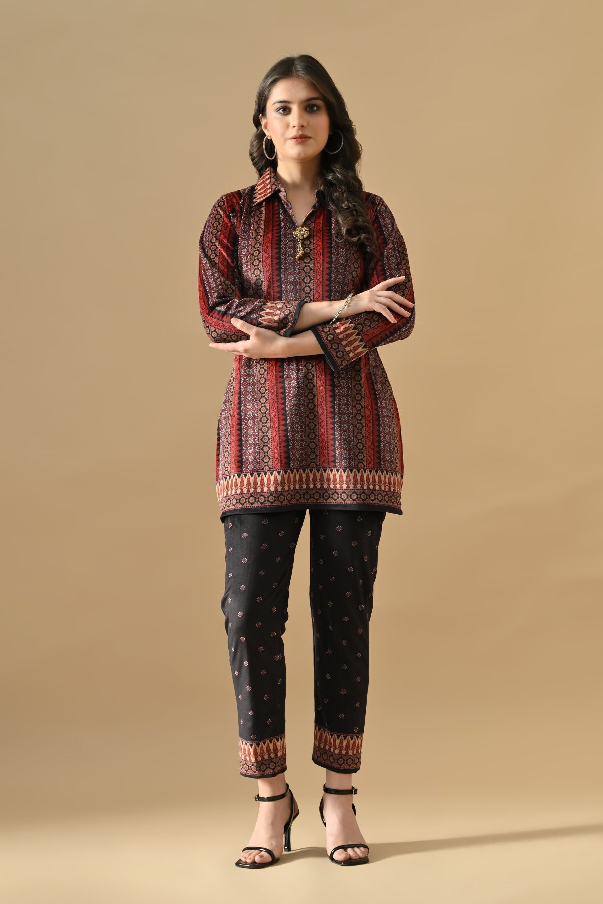 Winter Multi Printed Velvet Co-Ord 2 Pcs Set