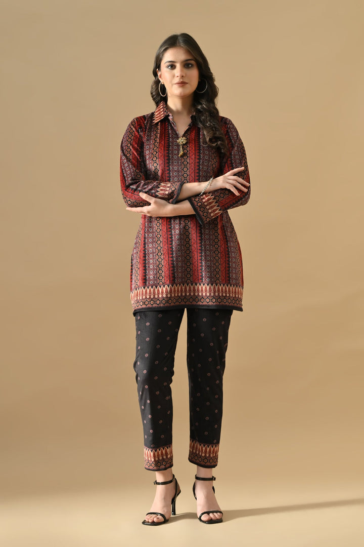 Winter Multi Printed Velvet Co-Ord Set