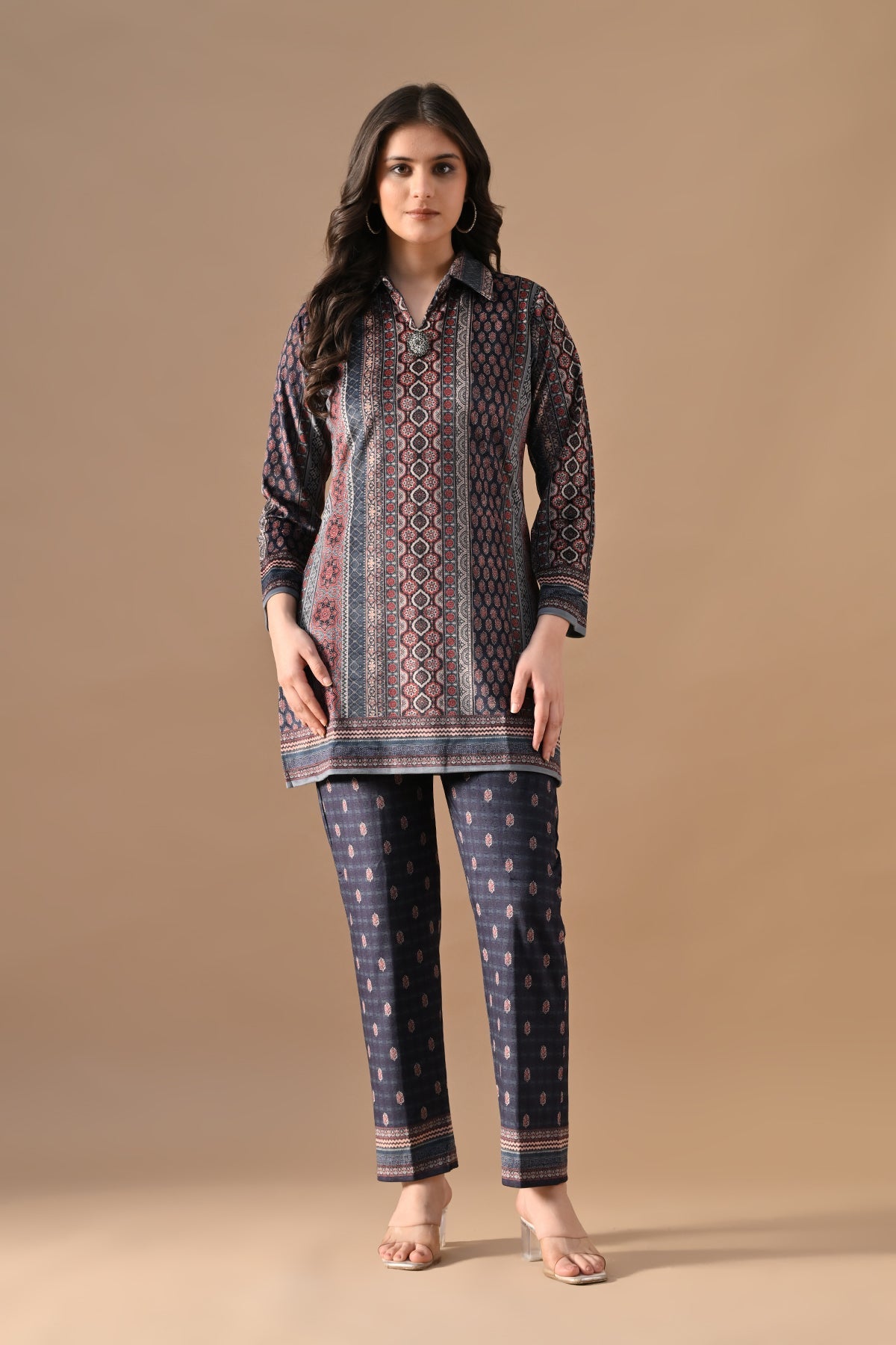 Winter Multi Printed Velvet Co-Ord Set