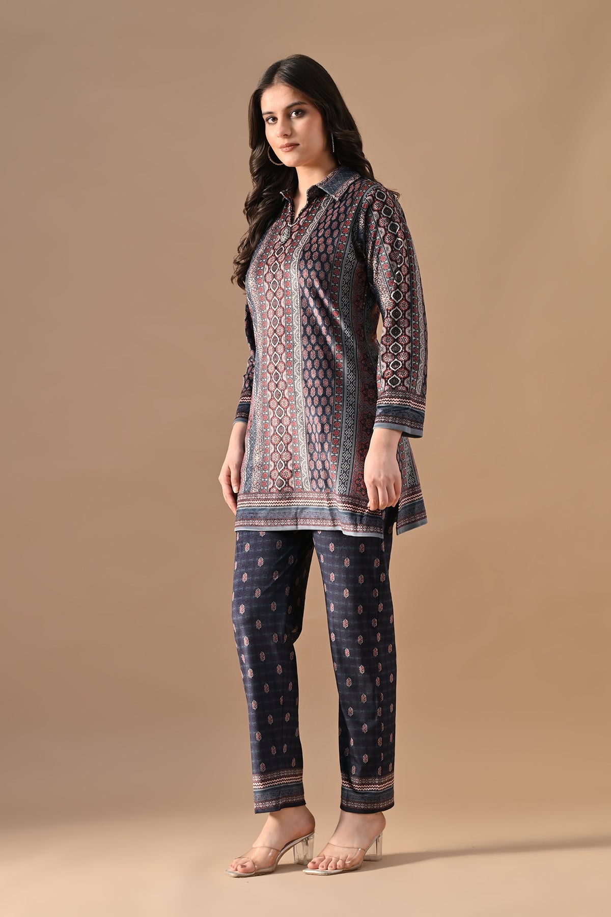 Winter Multi Printed Velvet Co-Ord Set