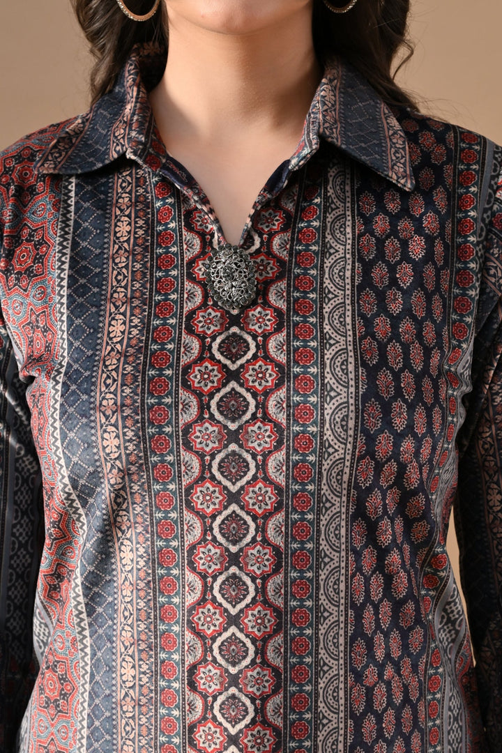 Winter Multi Printed Velvet Co-Ord Set