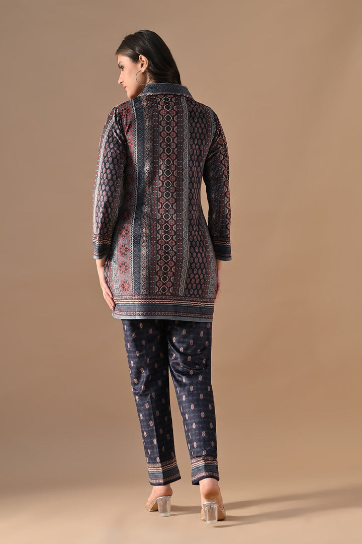 Winter Multi Printed Velvet Co-Ord Set