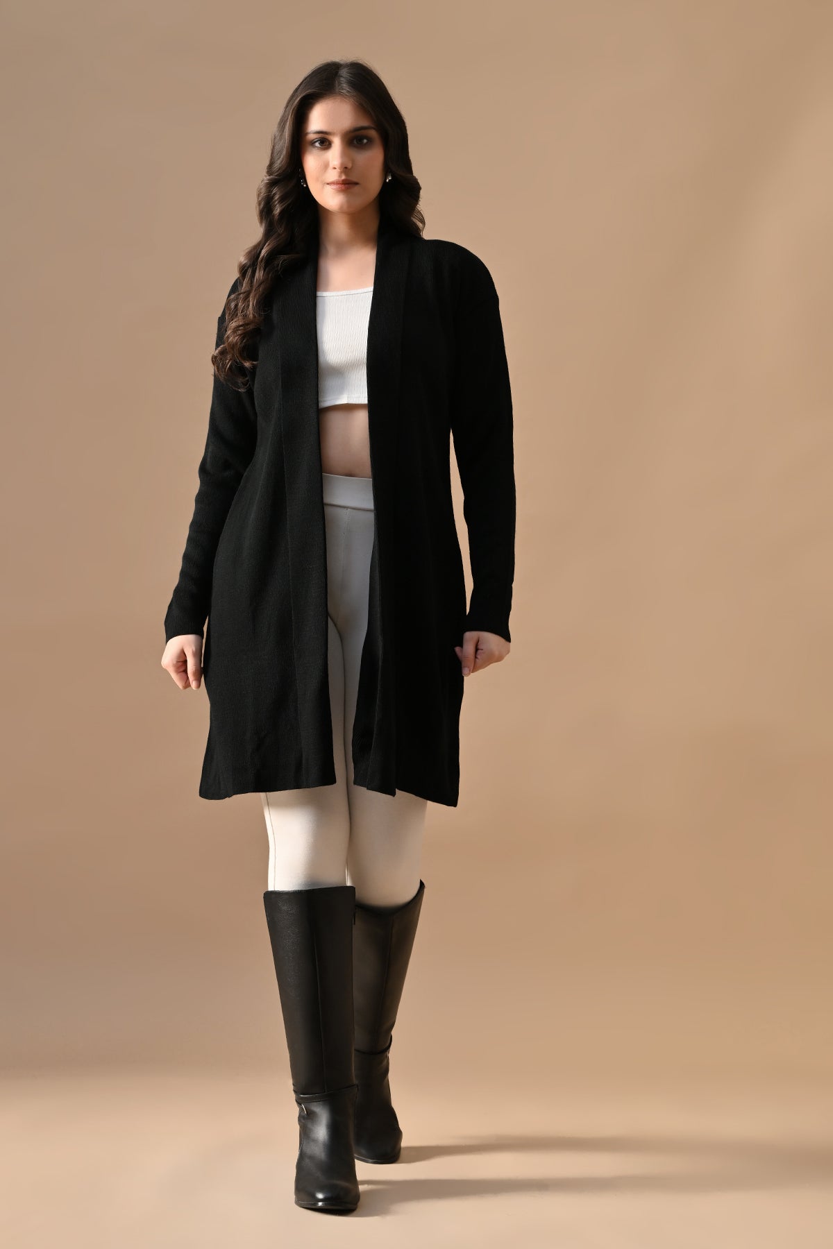 Winter Black Woven Shrug