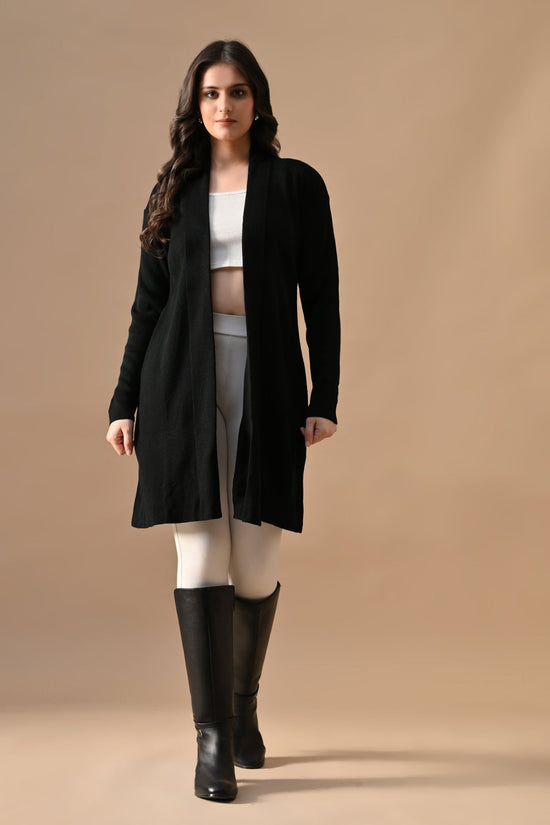 Winter Black Woven Shrug