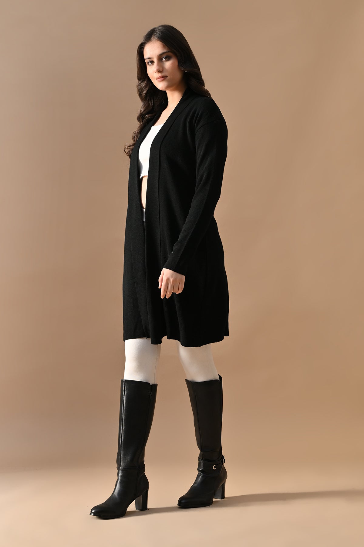 Winter Black Woven Shrug