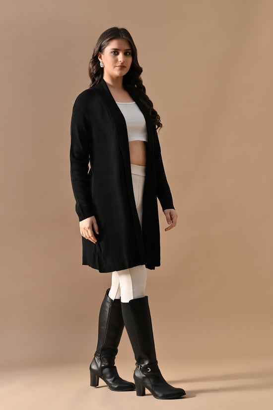 Winter Black Woven Shrug