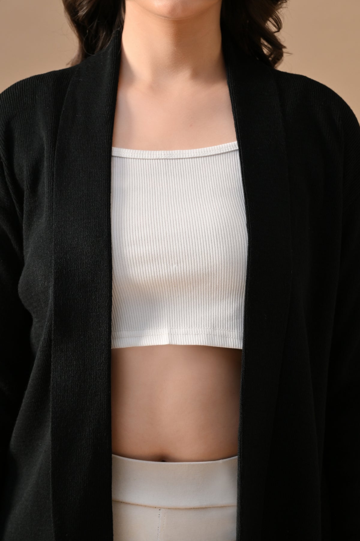 Winter Black Woven Shrug