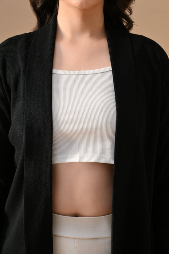 Winter Black Woven Shrug