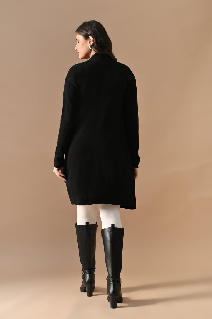 Winter Black Woven Shrug