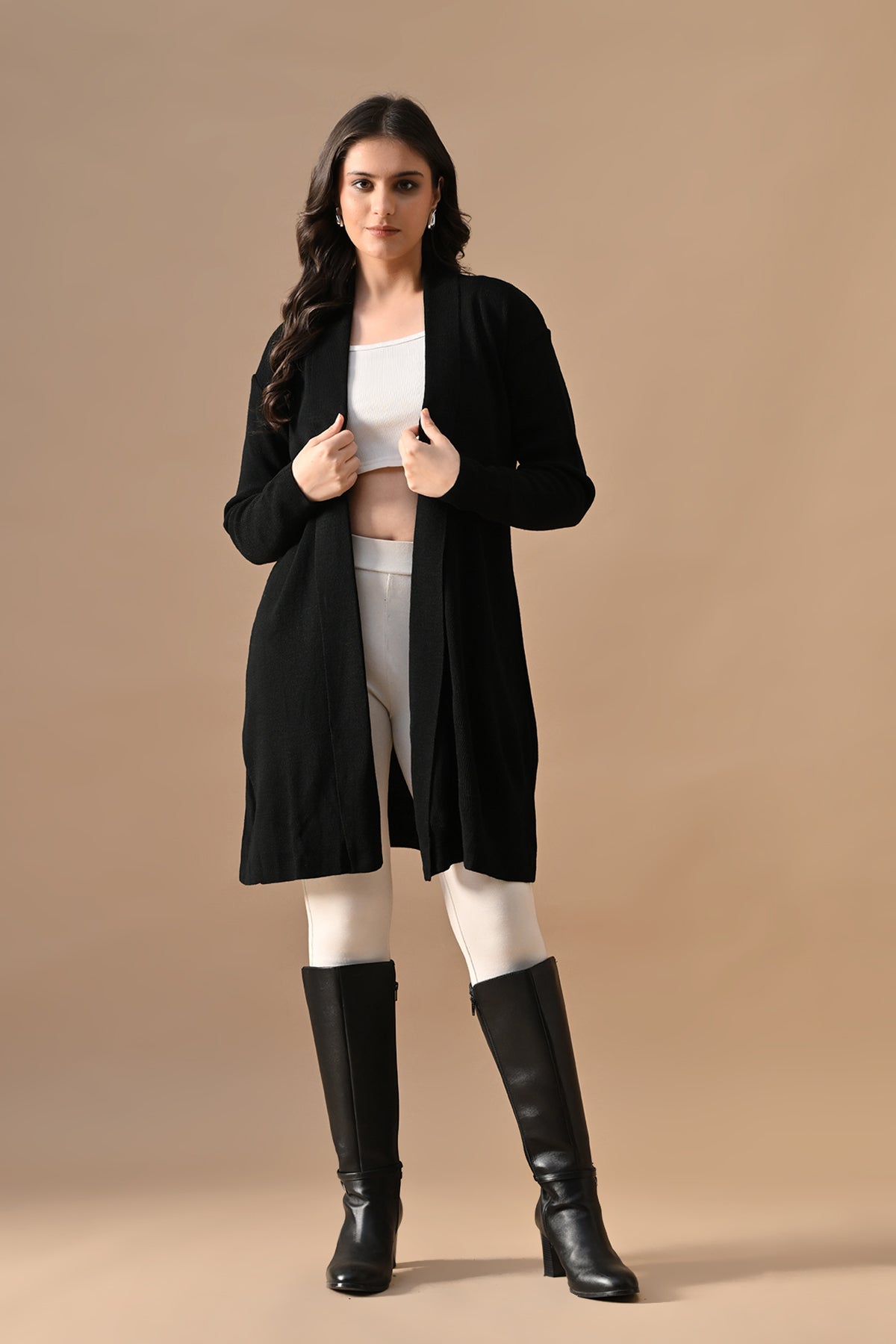 Winter Black Woven Shrug