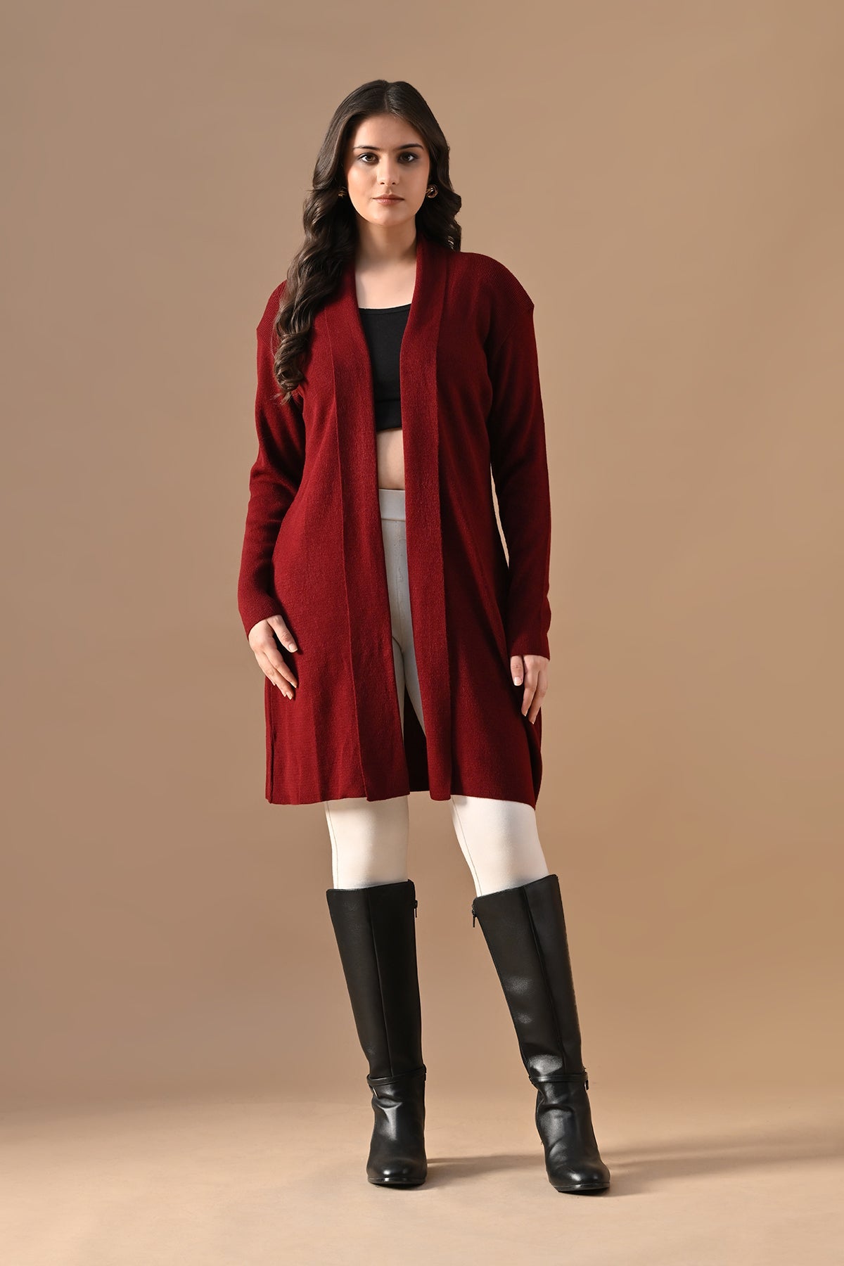 Winter Maroon Woven Shrug