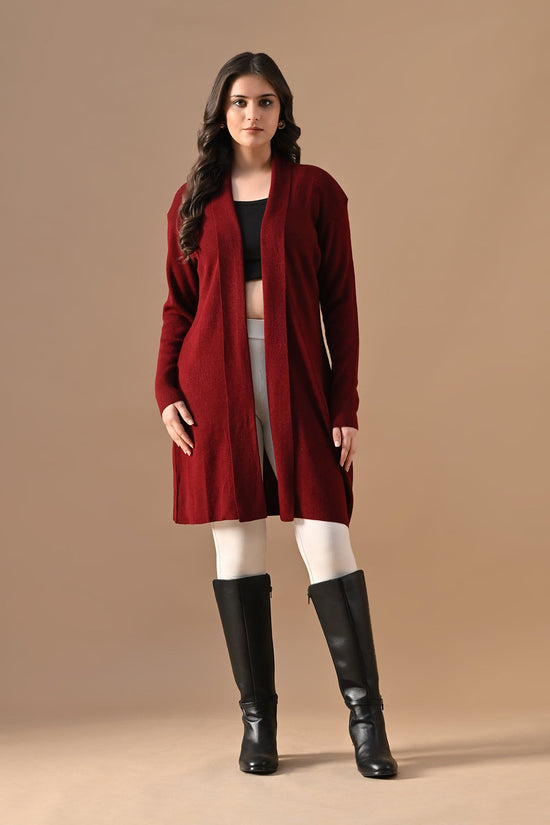 Winter Maroon Woven Shrug