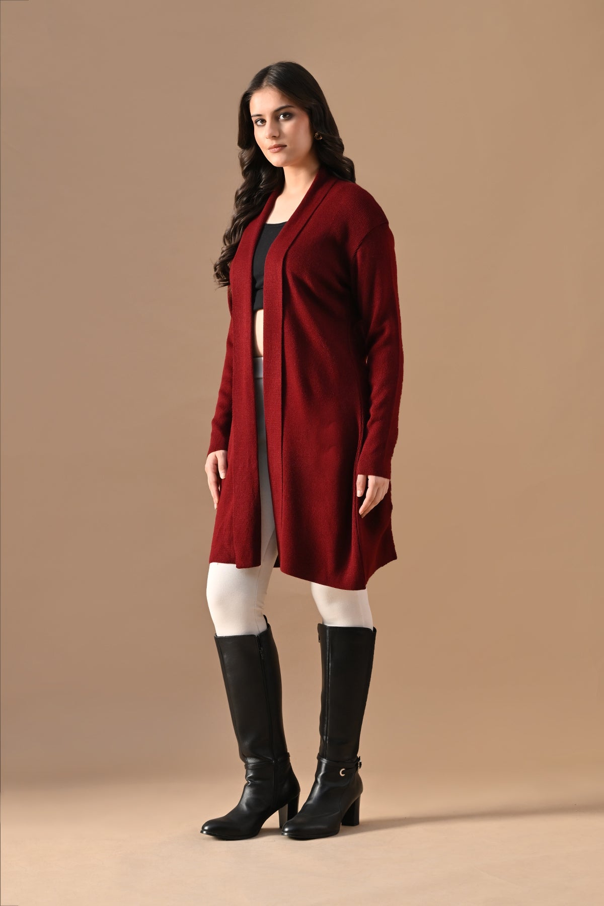 Winter Maroon Woven Shrug