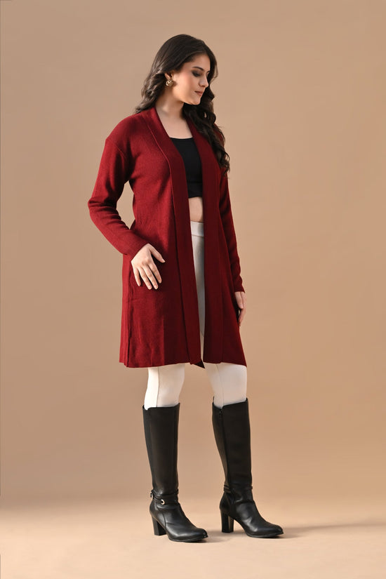 Winter Maroon Woven Shrug