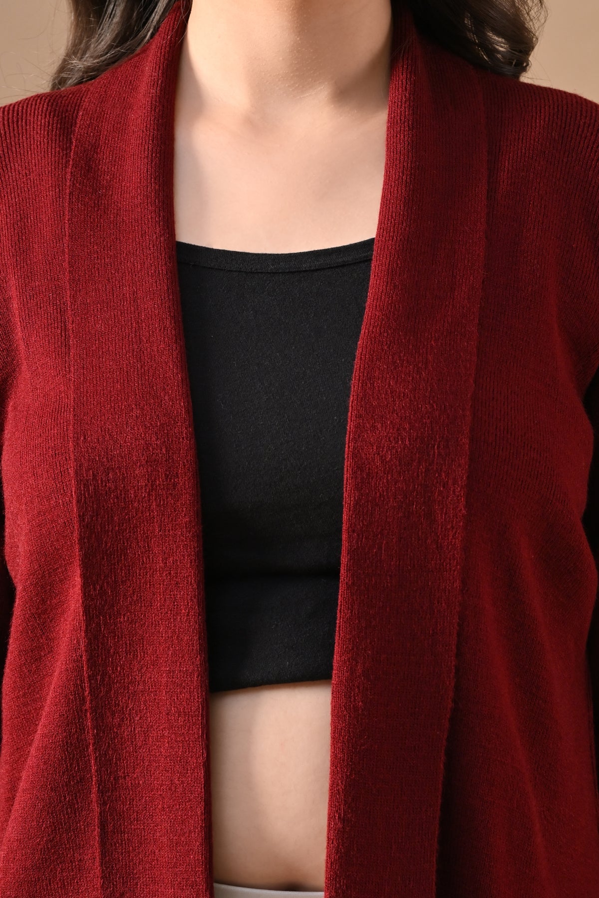 Winter Maroon Woven Shrug