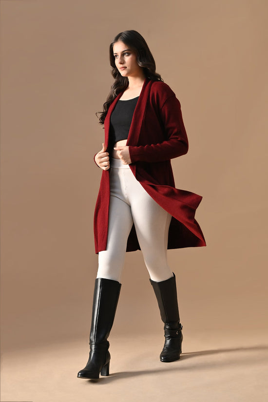 Winter Maroon Woven Shrug