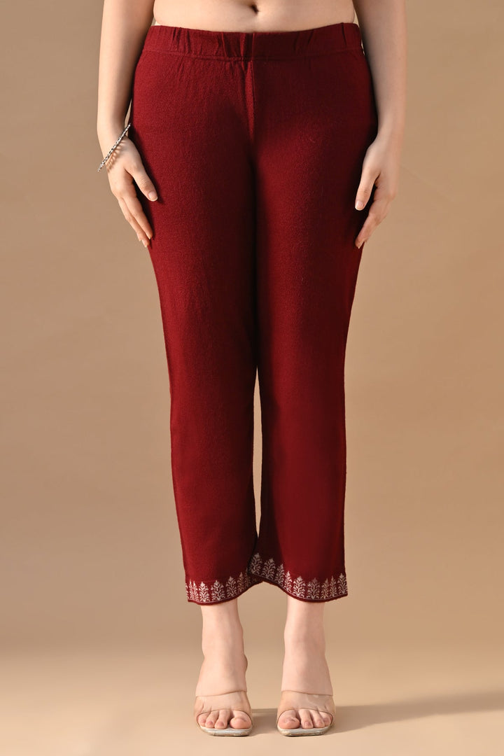 Winter Maroon Printed Ethnic Motifs Woven Kurta Set