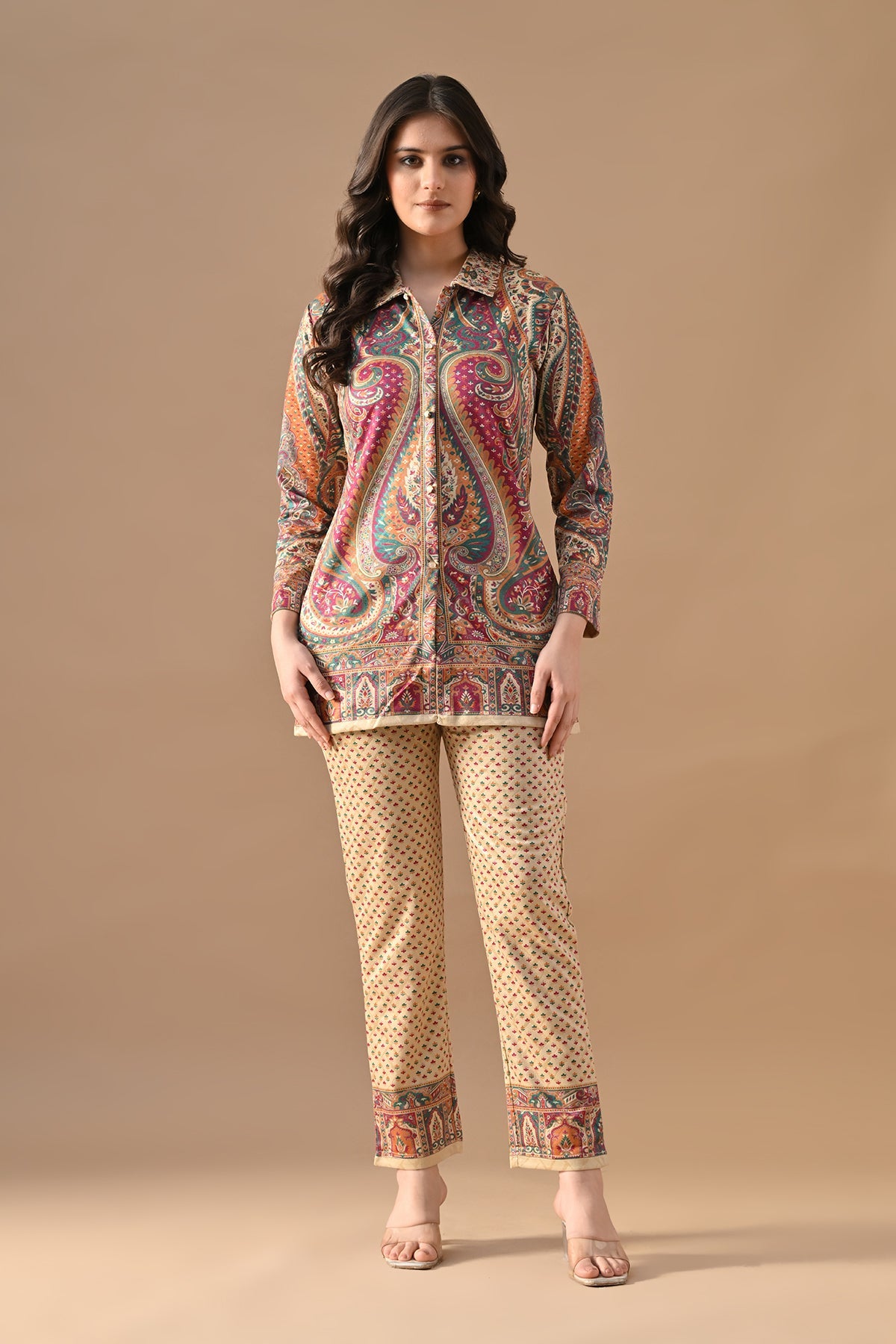 Winter Cream Printed Woven Co-Ord Set