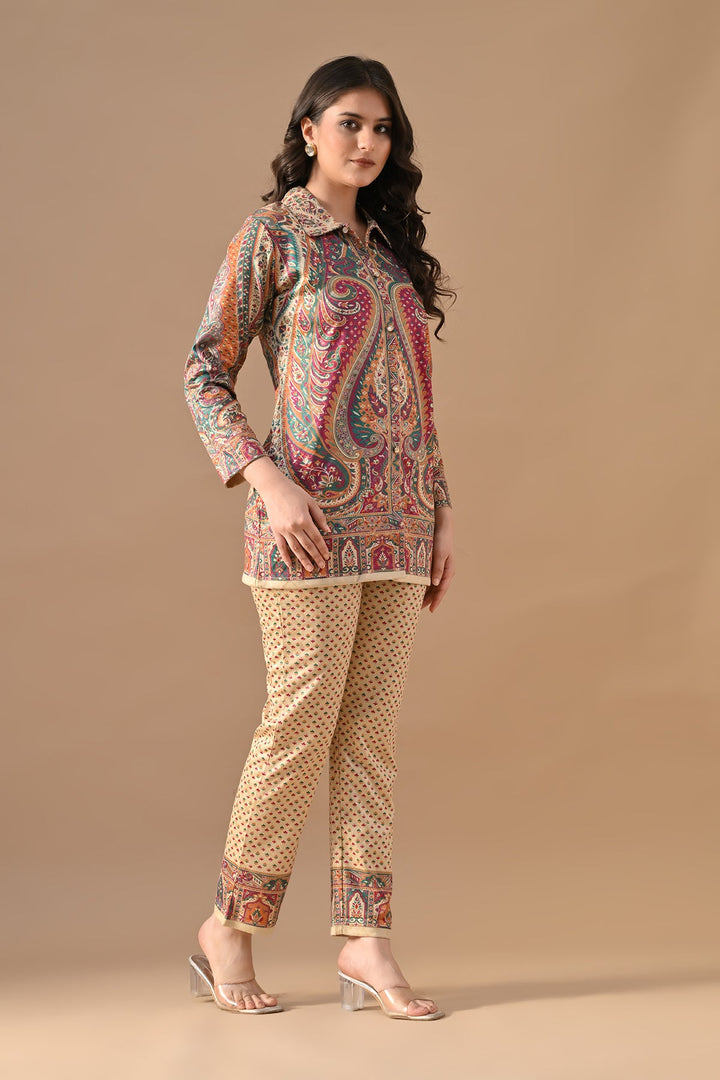 Winter Cream Printed Woven Co-Ord Set