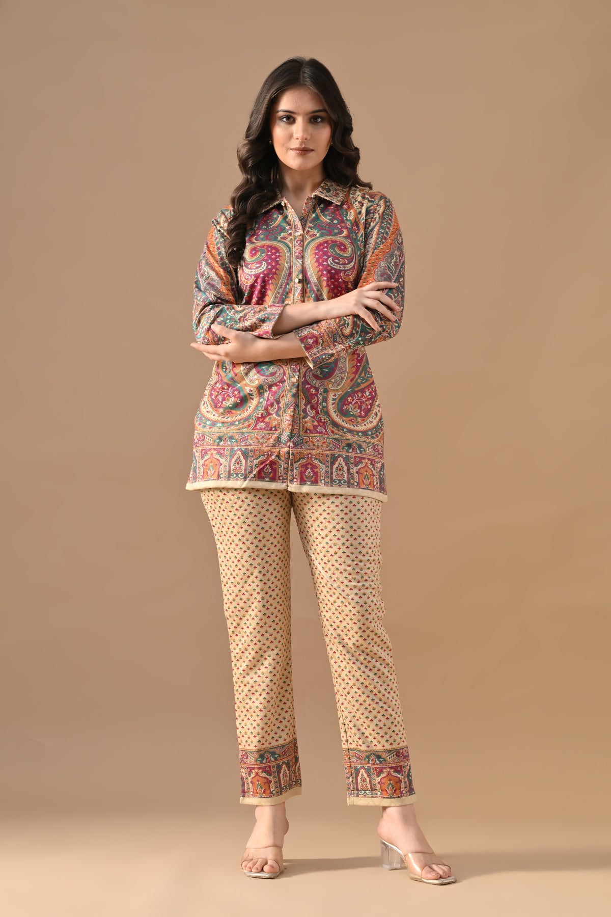 Winter Cream Printed Woven Co-Ord Set