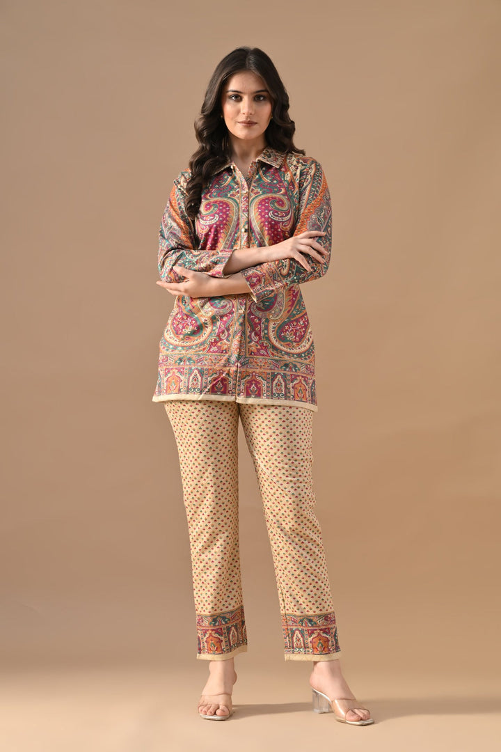 Winter Cream Printed Woven Co-Ord Set