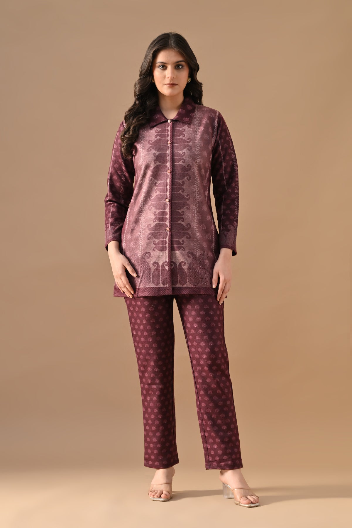 Winter Wine Printed Woven Co-Ord Set