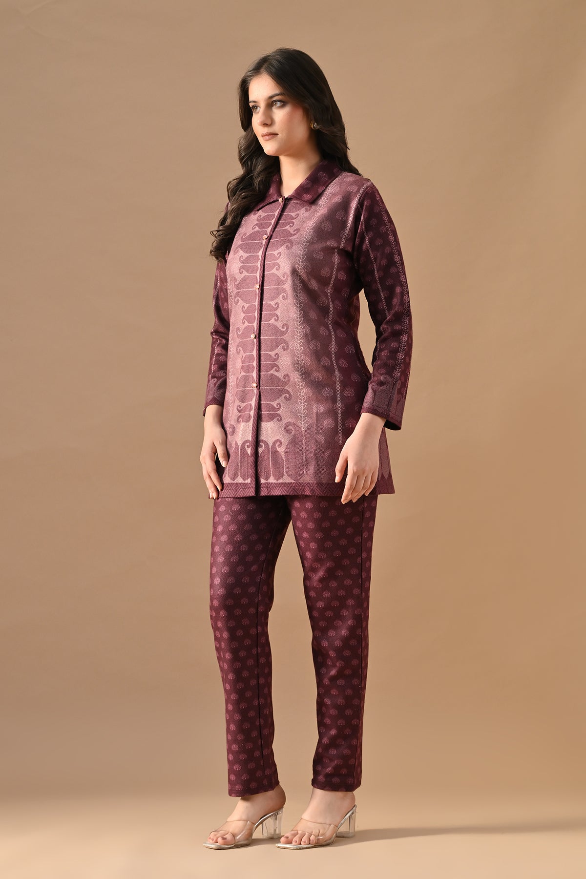 Winter Wine Printed Woven Co-Ord Set