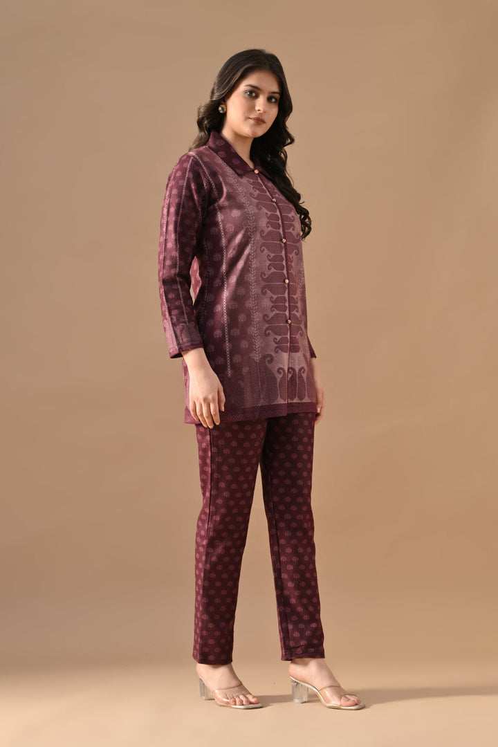 Winter Wine Printed Woven Co-Ord Set