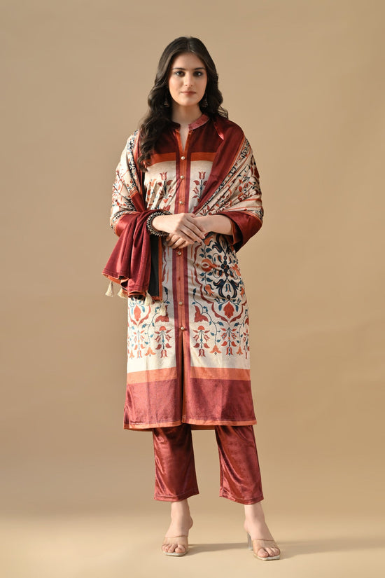 Winter Multi Printed Velvet Kurta Set