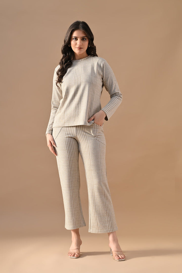 Winter Fawn Self Design Woven Co-Ord Set