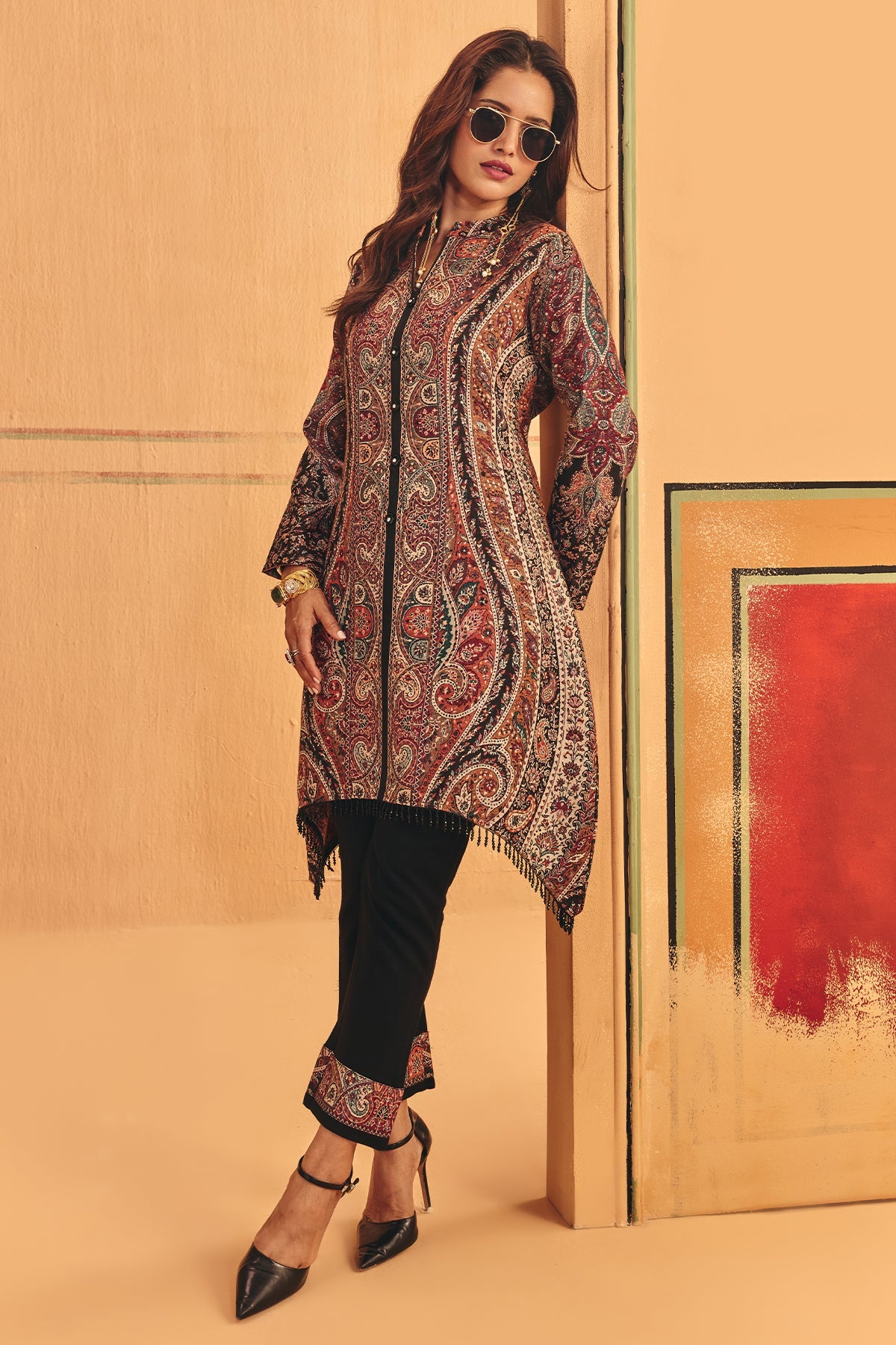 Winter Multi Printed Inner Shrug Set