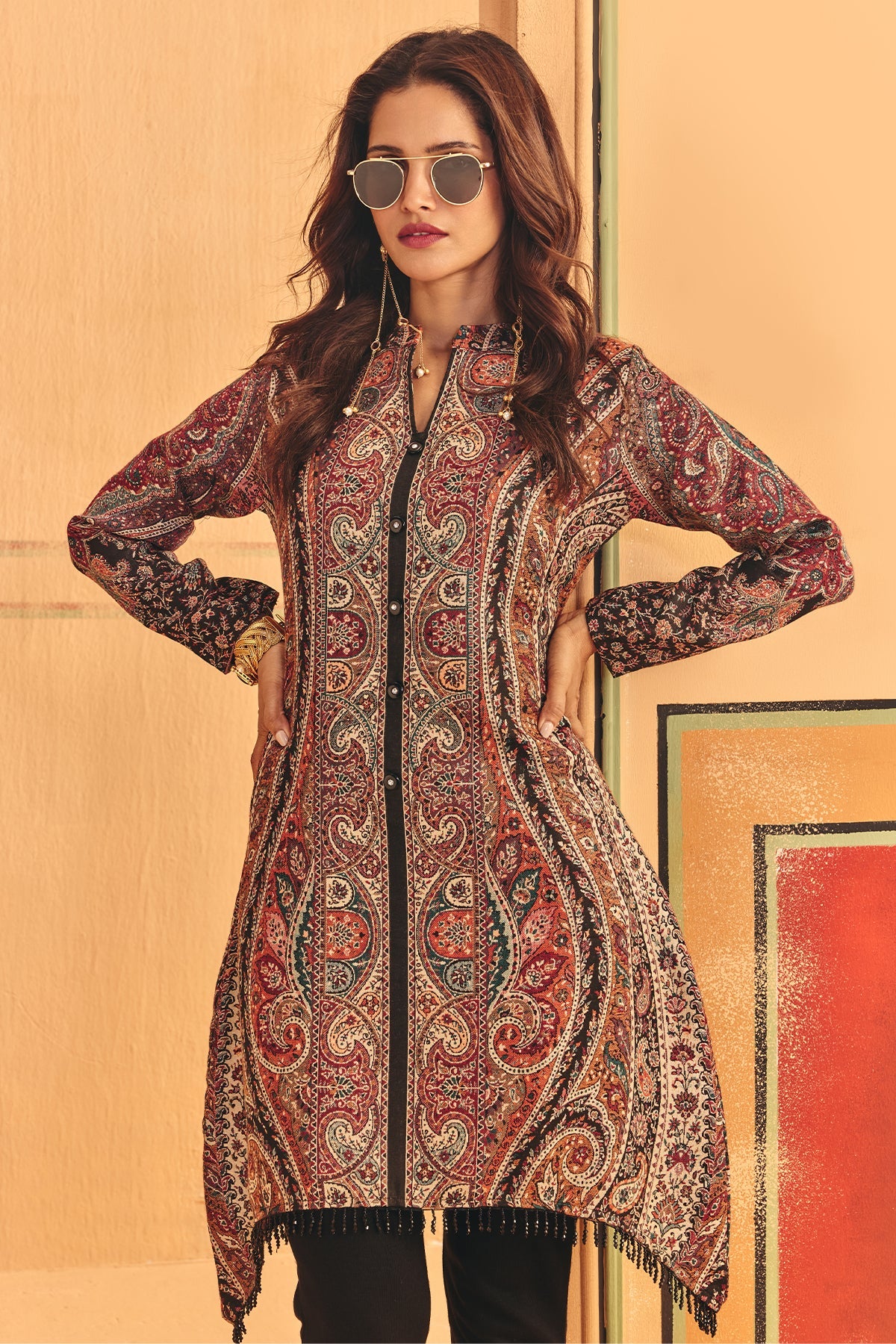 Winter Multi Printed Inner Shrug Set