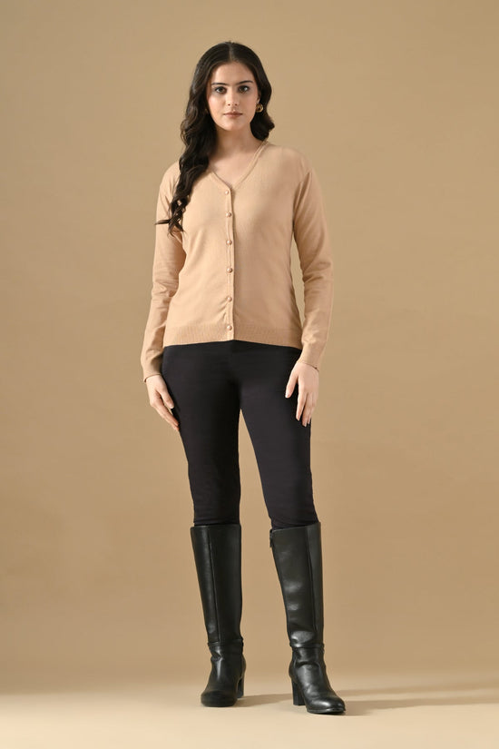 Winter Fawn Woven V-Neck Cardigan