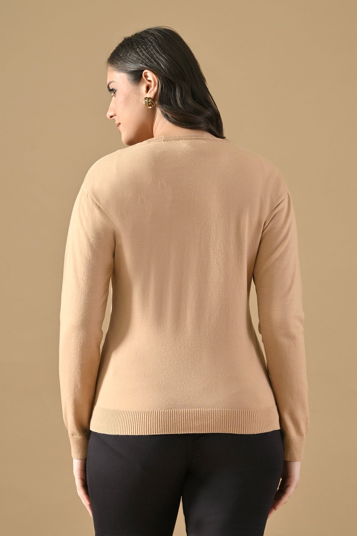 Winter Fawn Woven V-Neck Cardigan