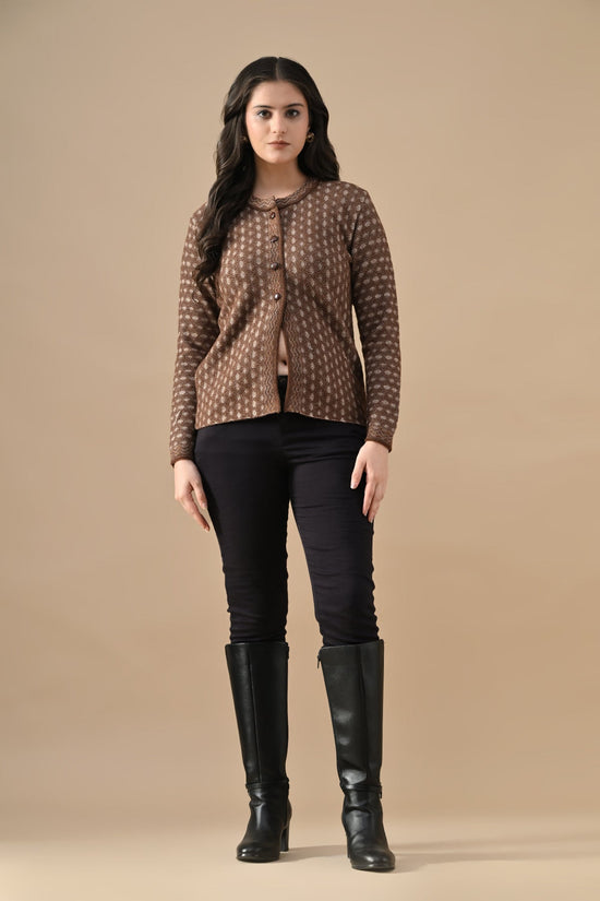 Winter Brown Knitted Button-Down Cardigan