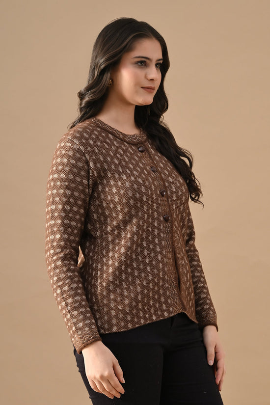 Winter Brown Knitted Button-Down Cardigan