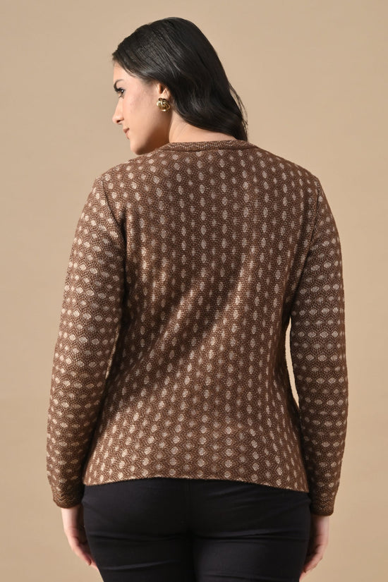Winter Brown Knitted Button-Down Cardigan