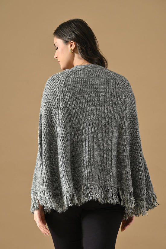 Winter Grey Knitted Poncho